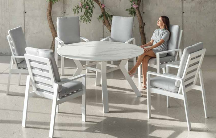 Hevea Stone Top Outdoor Dining Sets