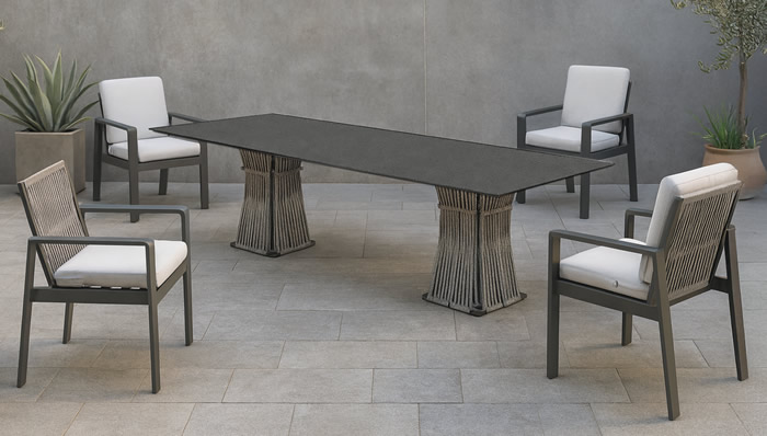 Hevea Stone Top Outdoor Dining Sets