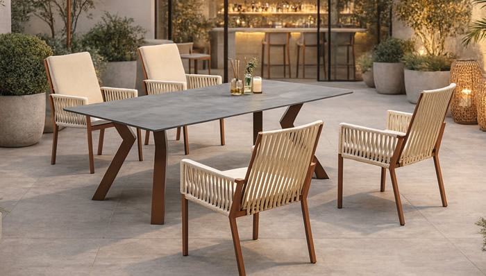 Hevea Stone Top Outdoor Dining Sets